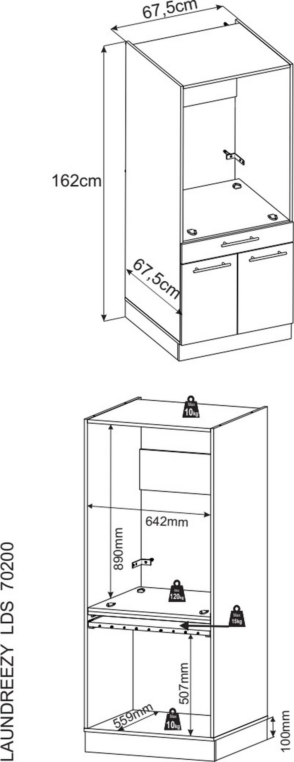 WASCHMASCHINENSCHRANK 67,5/162/67,5 cm  in Anthrazit  - Anthrazit/Silberfarben, Design, Holzwerkstoff/Kunststoff (67,5/162/67,5cm)