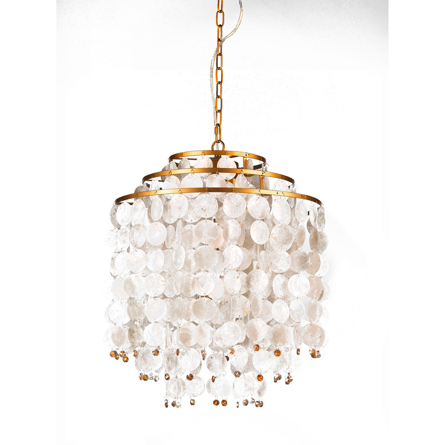 PENDELLEUCHTE 45/45/110 cm   - Perlmutt/Goldfarben, Basics, Naturmaterialien/Metall (45/45/110cm)