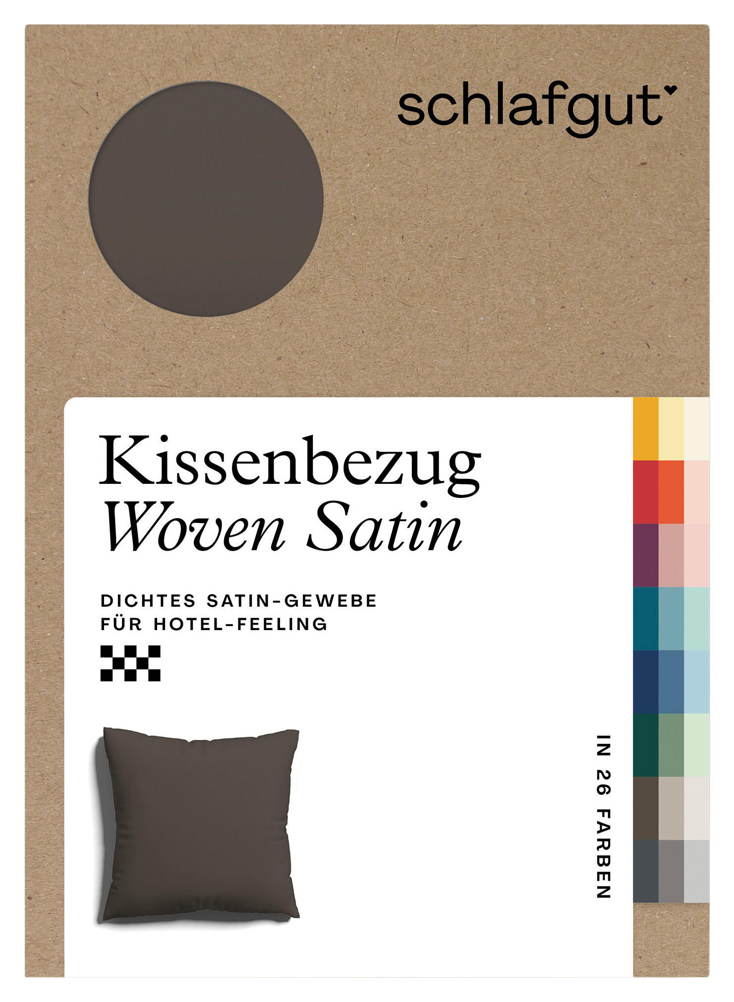 KISSENHÜLLE WOVEN SATIN 40/40 cm  - Dunkelbraun, Basics, Textil (40/40cm) - Schlafgut