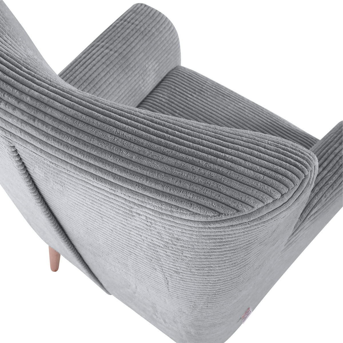 SESSEL in Cord Hellgrau  - Hellgrau/Naturfarben, Trend, Holz/Textil (77/80/93cm)