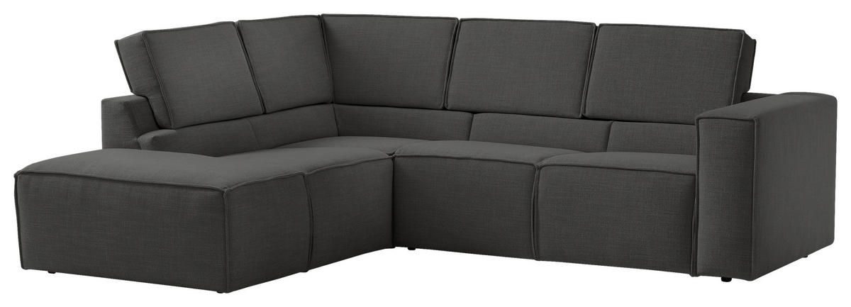 ECKSOFA Struktur Anthrazit  - Anthrazit/Schwarz, Modern, Kunststoff/Textil (220/275cm) - Trendmanufaktur