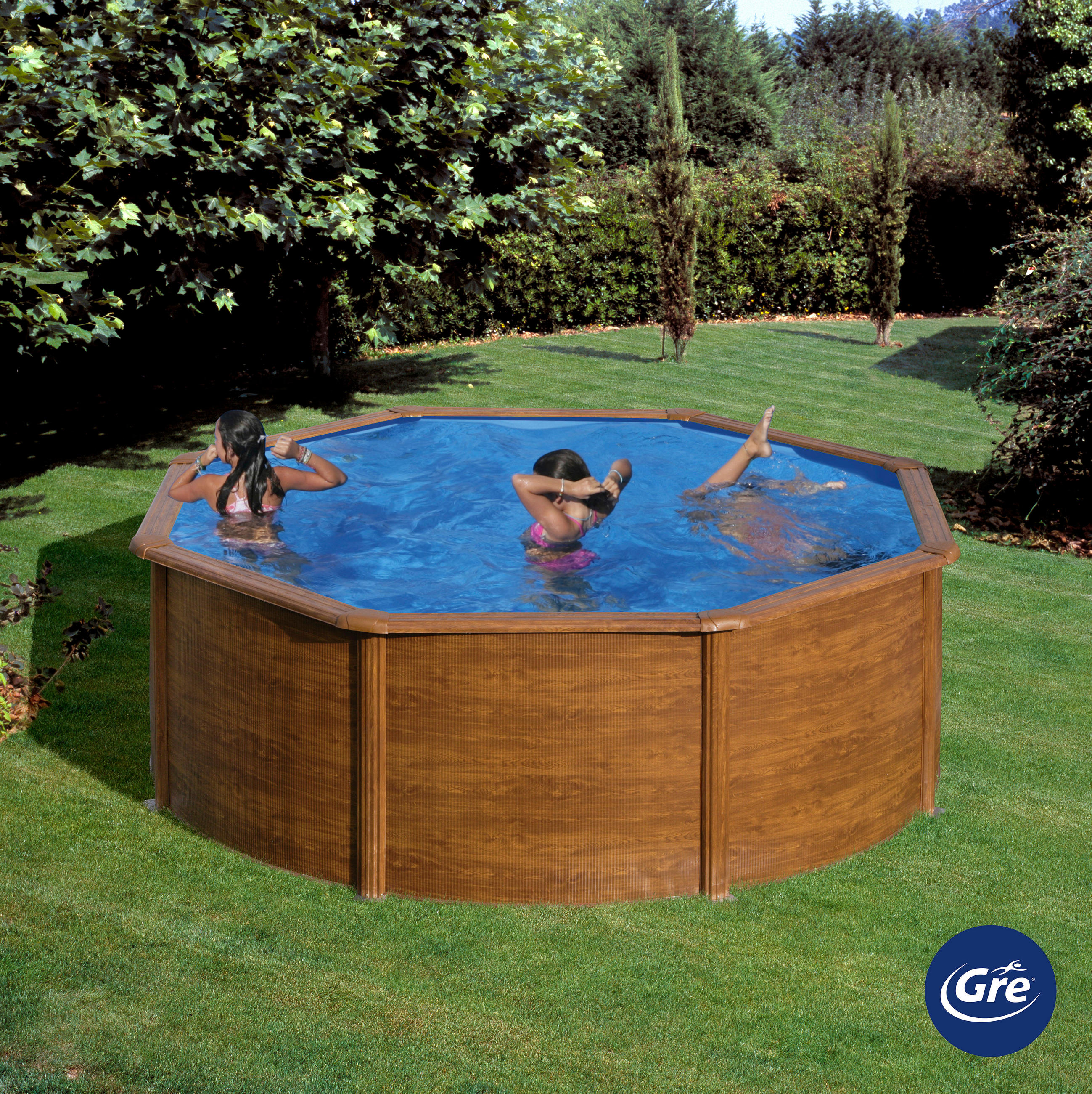 POOL GRE PACIFIC KIT350W 2023 350/350/120 cm  - Braun, KONVENTIONELL, Metall (350/350/120cm) - Gre