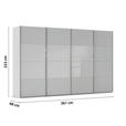 SCHWEBETÜRENSCHRANK 361/223/68 cm 4-türig Seidengrau  - Chromfarben/Seidengrau, KONVENTIONELL, Glas/Holzwerkstoff (361/223/68cm) - Novel