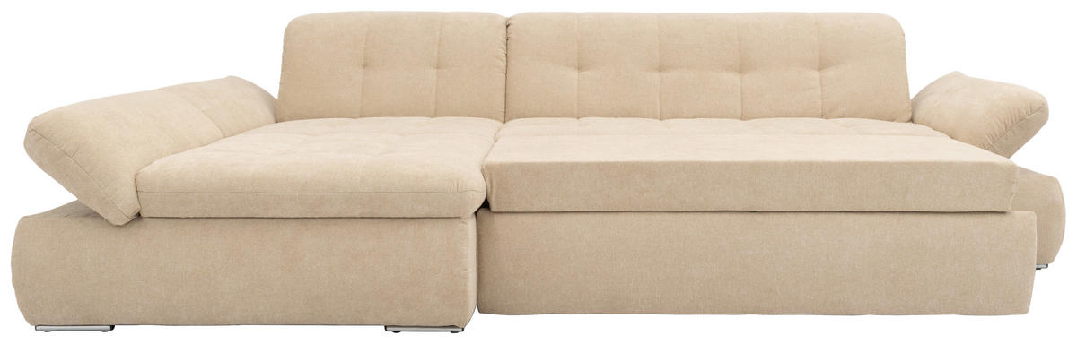 ECKSOFA in Mikrofaser Beige  172/300 cm  - Chromfarben/Beige, KONVENTIONELL, Textil/Metall (172/300cm) - MID.YOU