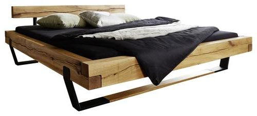 BALKENBETT 140/200 cm  in Eichefarben  - Eichefarben/Schwarz, KONVENTIONELL, Holz/Metall (140/200cm) - Livetastic