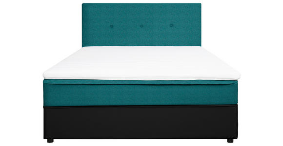 BOXBETT 120/200 cm in Schwarz, Türkis - Türkis/Schwarz, KONVENTIONELL, Holz/Textil (120/200cm) - Carryhome