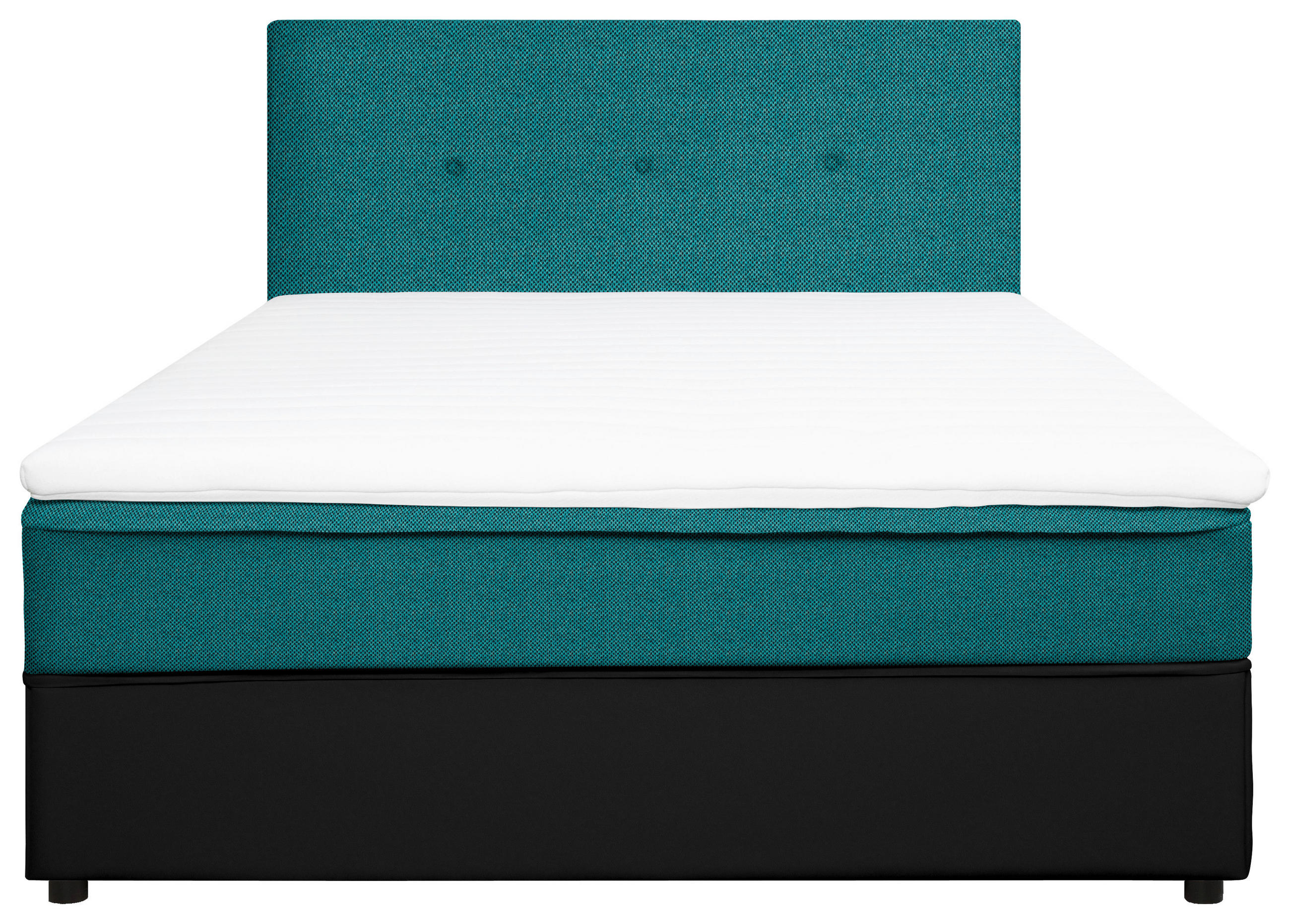 BOX-ÁGY 180/200 cm  fekete, türkiz  - türkiz/fekete, Konventionell, textil/fa (180/200cm) - Carryhome
