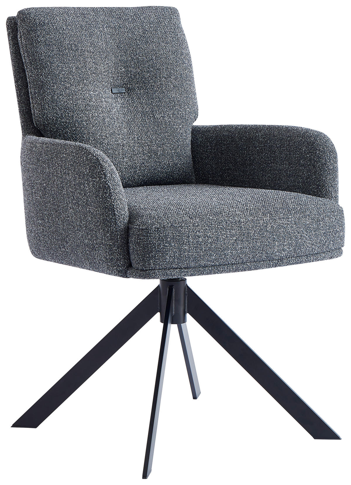 ARMLEHNSTUHL  , Stoffauswahl, Typenauswahl, Sitzfläche 360° drehbar, Gestellauswahl, automatische Rückholfunktion  , Webstoff  ,  - Anthrazit/Schwarz, Design, Textil/Metall (60,5/88/67cm) - Novel