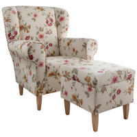 SESSELSET in Webstoff Rot, Buchefarben, Beige  - Beige/Rot, KONVENTIONELL, Holz/Textil (80/102/86cm) - Livetastic