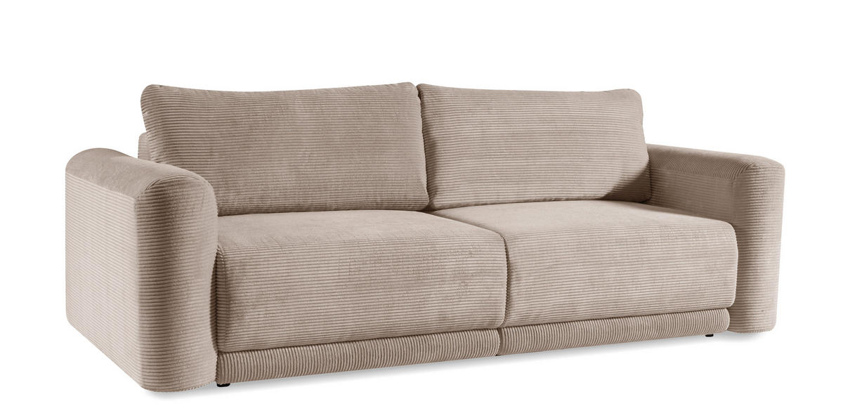 SCHLAFSOFA NORMAN  mit gerippt Beige  - Beige/Schwarz, Design, Kunststoff/Textil (252/93/167cm) - Livetastic