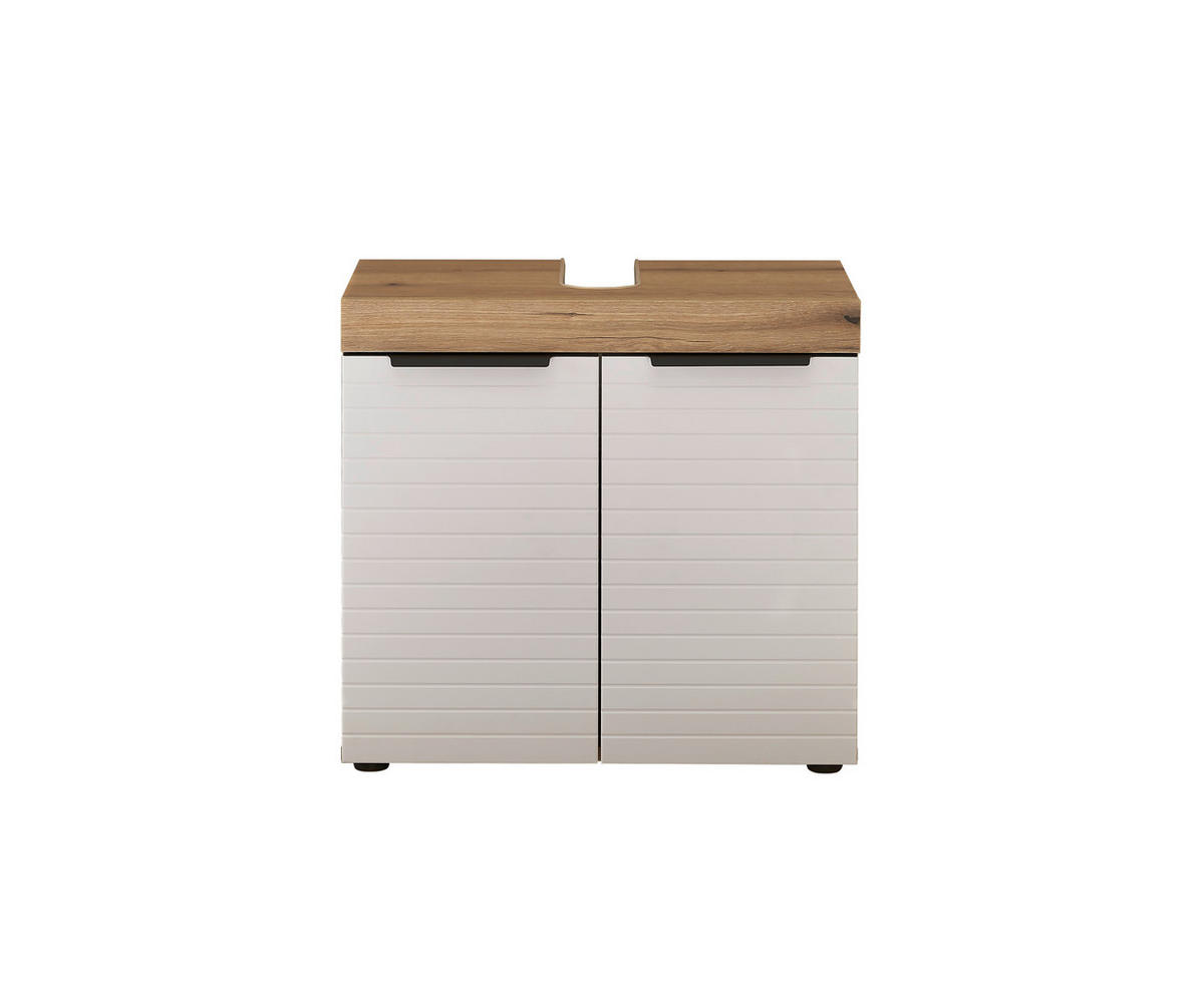 WASCHBECKENUNTERSCHRANK 60/56/34 cm  - Weiss/Eichefarben, Basics, Holzwerkstoff/Kunststoff (60/56/34cm) - MID.YOU