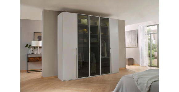 DREHTÜRENSCHRANK 251/235/60 cm 5-türig Grau, Hellgrau - Hellgrau/Grau, Trend, Glas/Holzwerkstoff (251/235/60cm) - Novel
