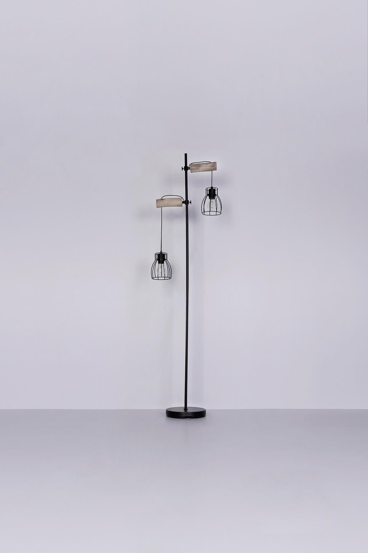 STOJACIA LAMPA, 47/168 cm  - čierna/prírodná farba, Design, kov/drevo (47/168cm)