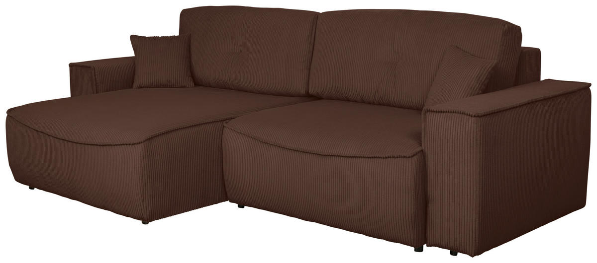 ECKSOFA Dunkelbraun Cord  - Dunkelbraun/Schwarz, KONVENTIONELL, Kunststoff/Textil (148/265cm) - Carryhome
