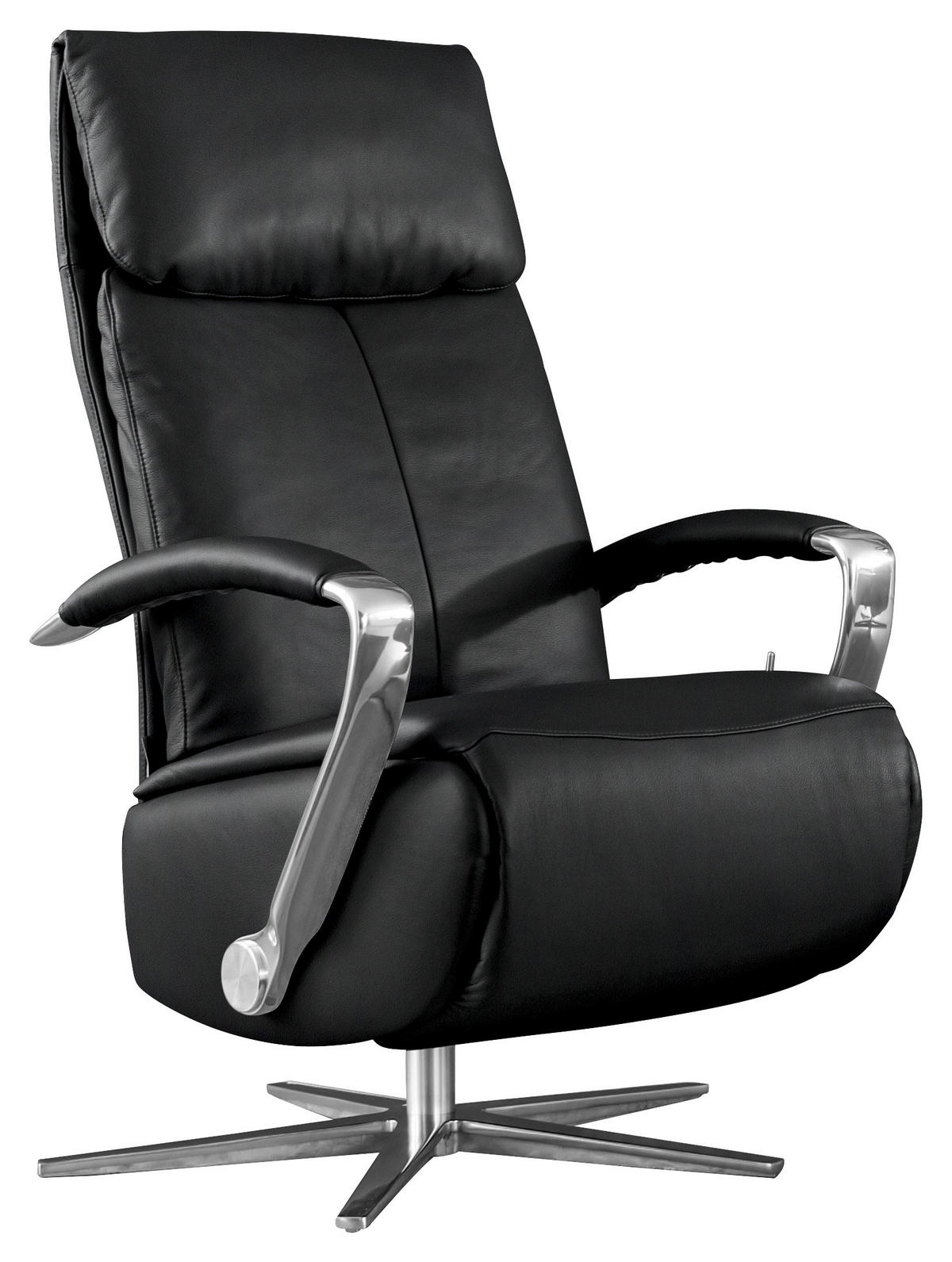 RELAXSESSEL in Leder Schwarz  - Chromfarben/Schwarz, Design, Leder/Metall (68/113/80cm) - Chilliano