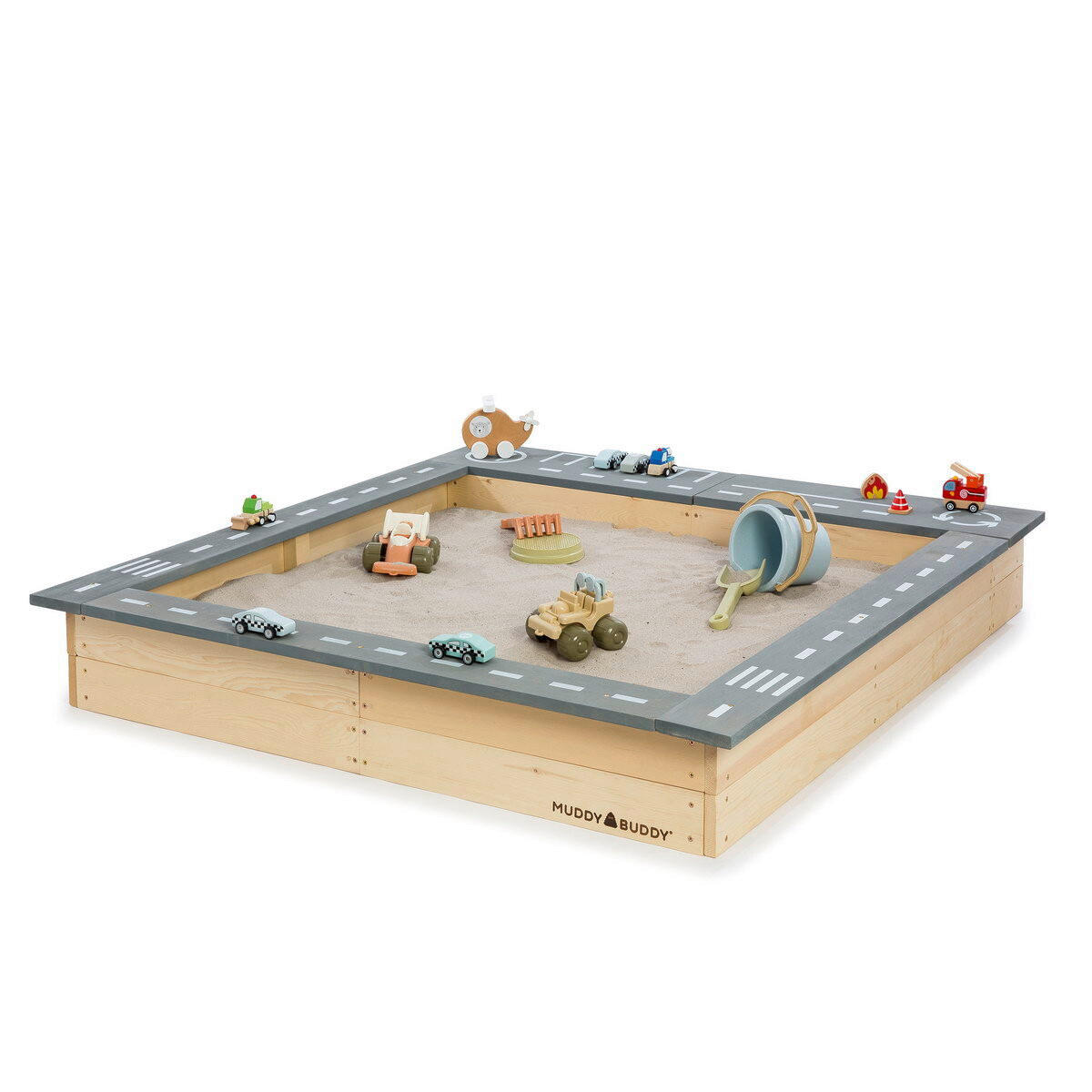 SANDKASTEN  HIGHWAY HERO Grau, Naturfarben  - Naturfarben/Grau, Basics, Holz (135/125/20cm) - MUDDY BUDDY