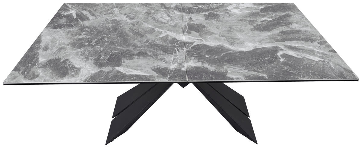 ESSTISCH in Metall, Glas, Keramik 180-230/76/95 cm  - Schwarz/Grau, Design, Glas/Keramik (180-230/76/95cm) - Novel