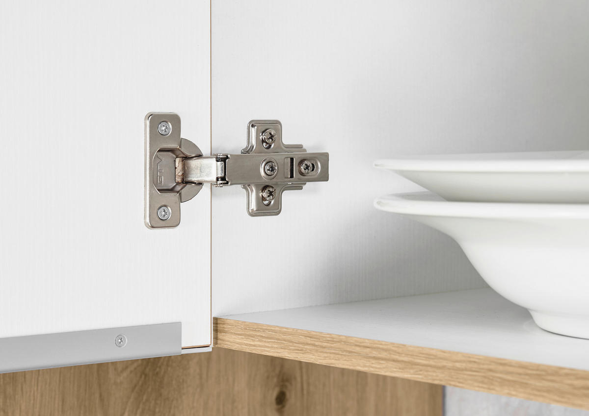 ECKKÜCHE 220/170 cm  in Weiß Hochglanz, Eiche Artisan  - Weiß Hochglanz/Alufarben, LIFESTYLE, Holzwerkstoff/Kunststoff (220/170cm) - Respekta