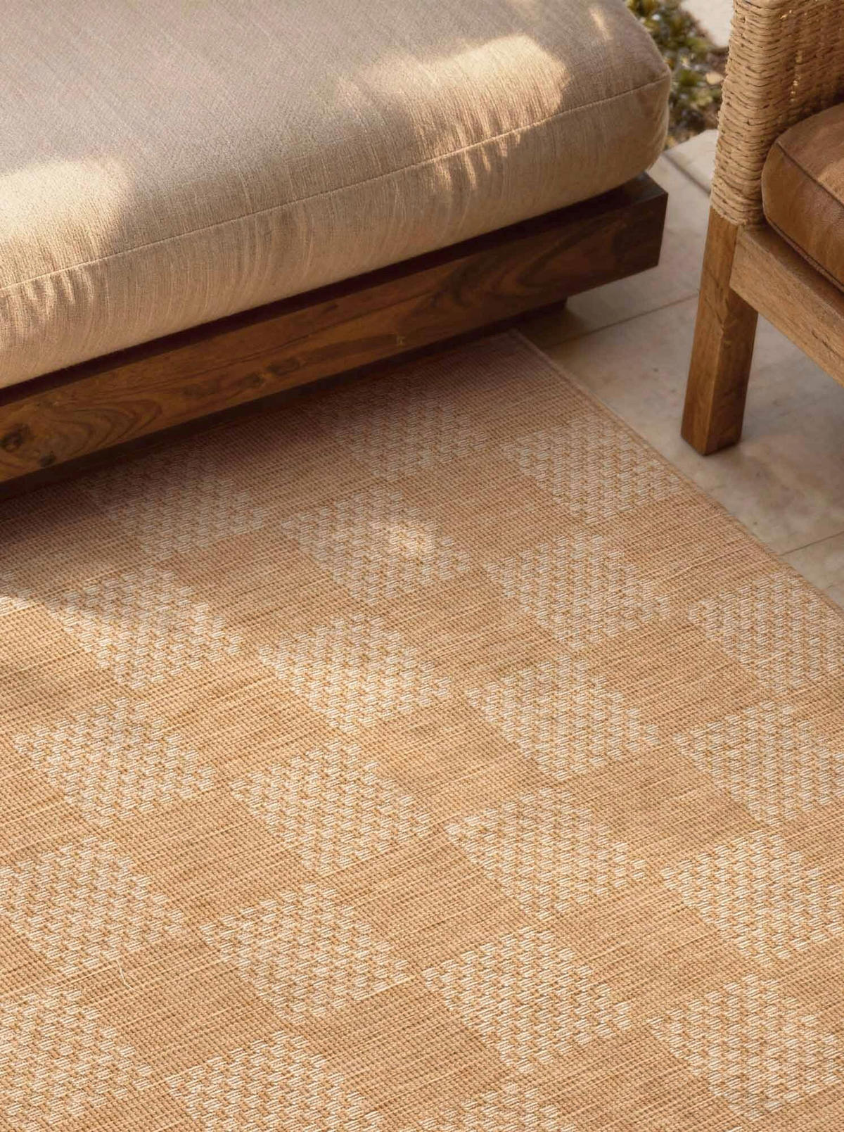 FLACHWEBETEPPICH 120/170 cm Haringey Weiß, Sandfarben rechteckig  - Sandfarben/Weiß, Basics, Kunststoff (120/170cm)