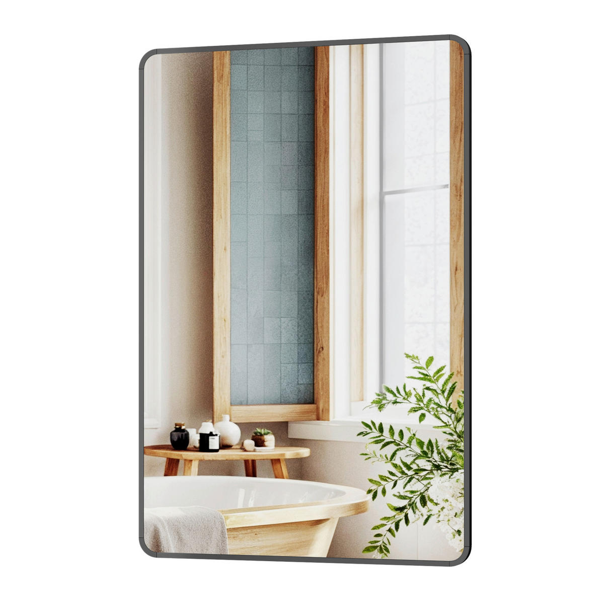 BADEZIMMERSPIEGEL 61/91/1,3 cm  - Schwarz, Trend, Glas/Metall (61/91/1,3cm) - Boxxx