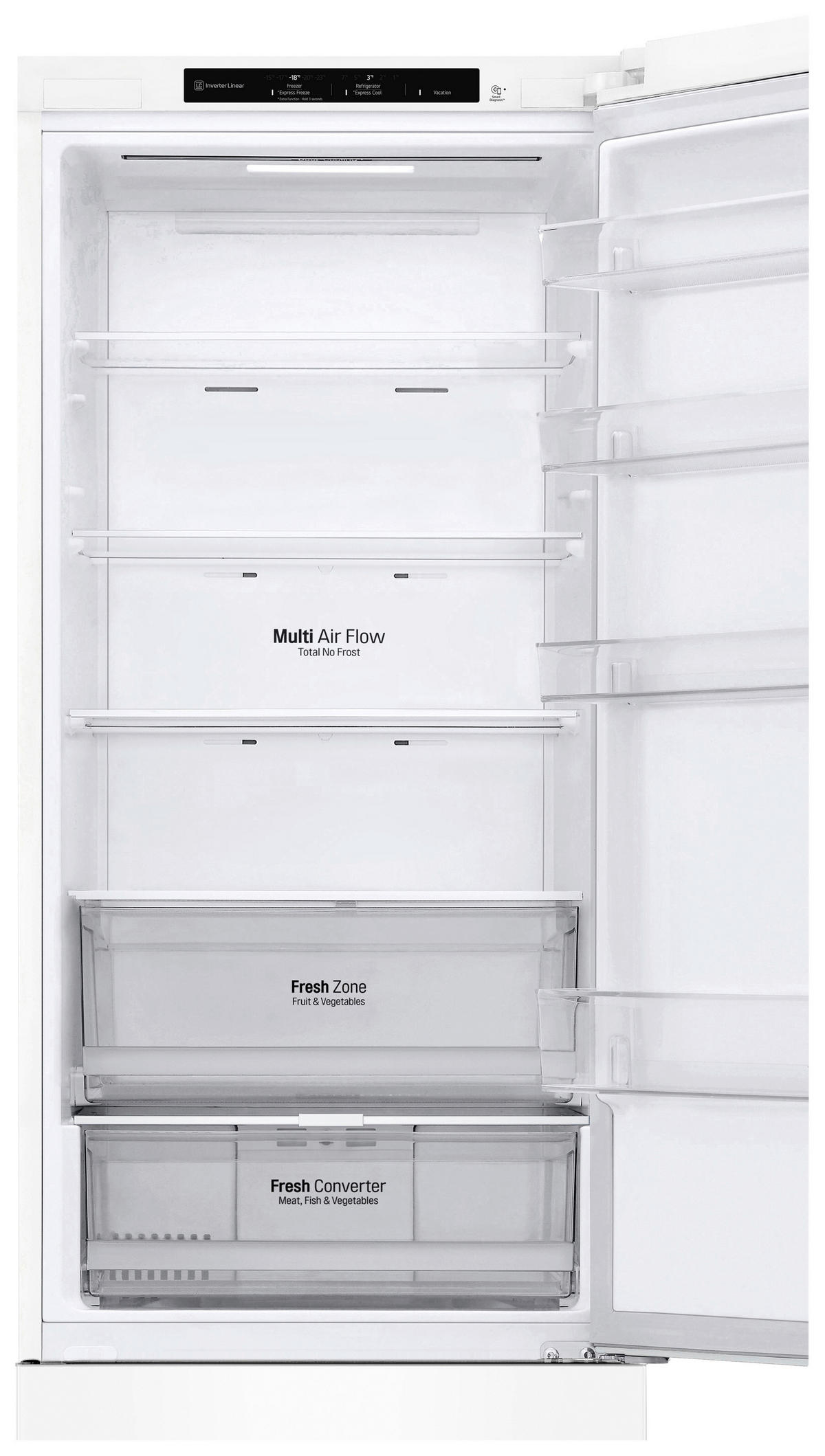 KÜHL-GEFRIER-KOMBINATION 59,5/203/67,5 cm GBP62SWNAC  - Weiß, Trend, Glas/Kunststoff (59,5/203/67,5cm) - LG