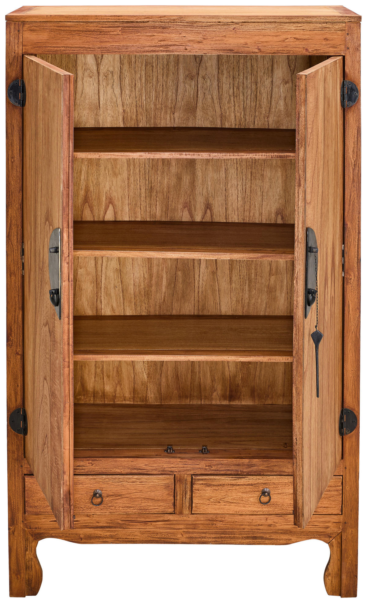 KITAJSKA OMARA, masivno mahagoni naravne barve  - črna/naravne barve, Trendi, kovina/les (105/175/45cm) - Landscape