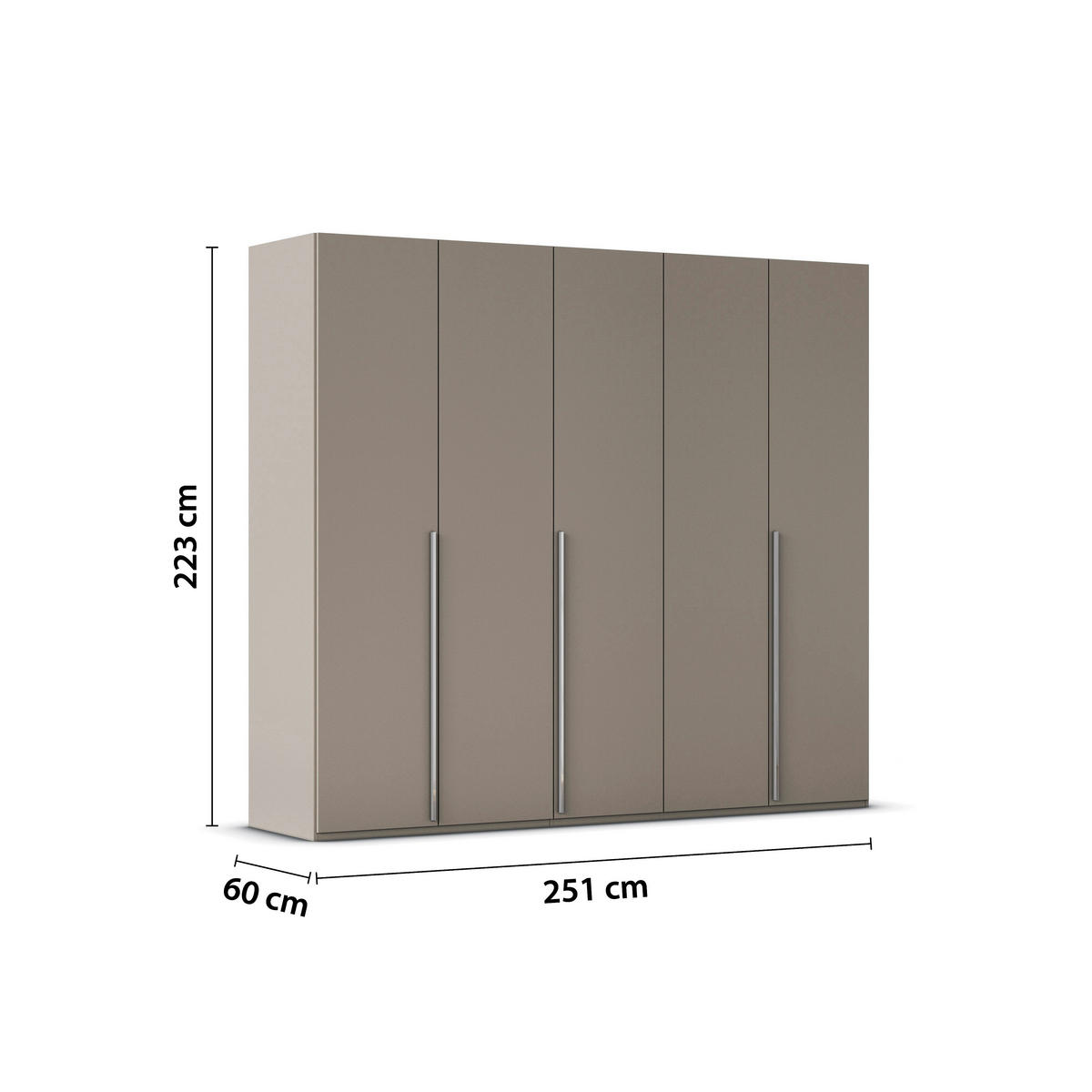 DREHTÜRENSCHRANK 251/223/60 cm 5-türig Fango  - Chromfarben/Fango, Design, Holzwerkstoff/Metall (251/223/60cm) - home24