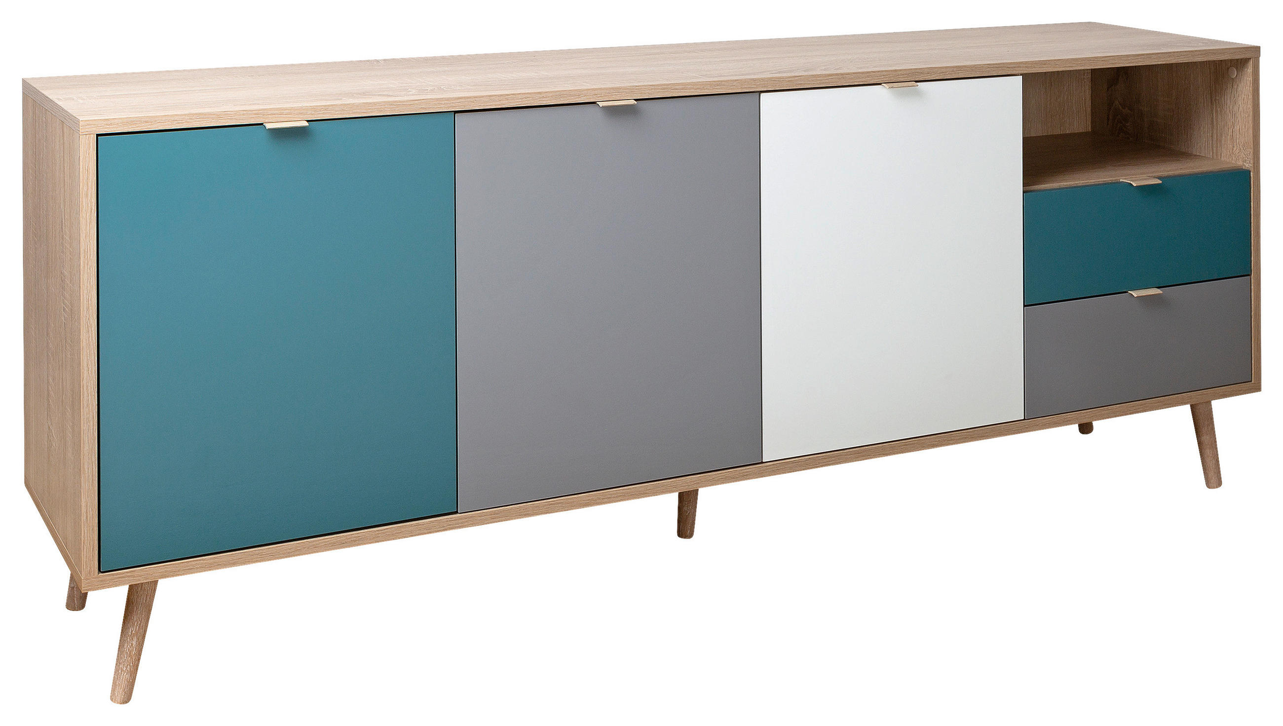 SIDEBOARD  in 180/71/40 cm  - Eichefarben/Petrol, Trend, Holzwerkstoff (180/71/40cm) - MID.YOU
