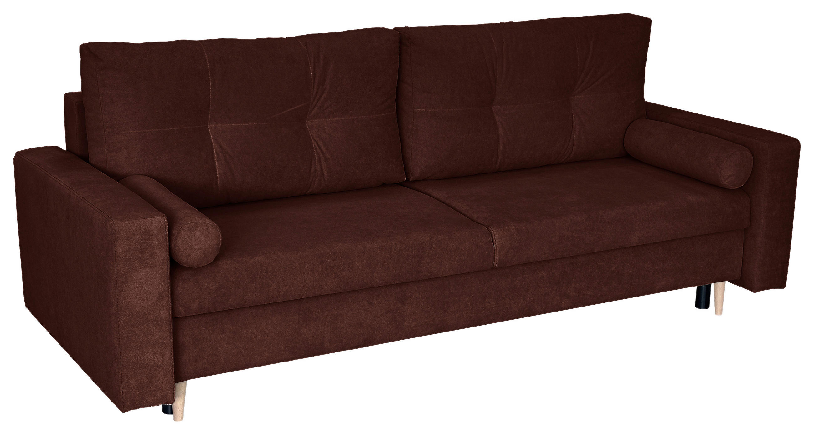 SCHLAFSOFA Cord Rot  - Rot/Schwarz, Design, Holz/Kunststoff (220/96/98cm) - MID.YOU