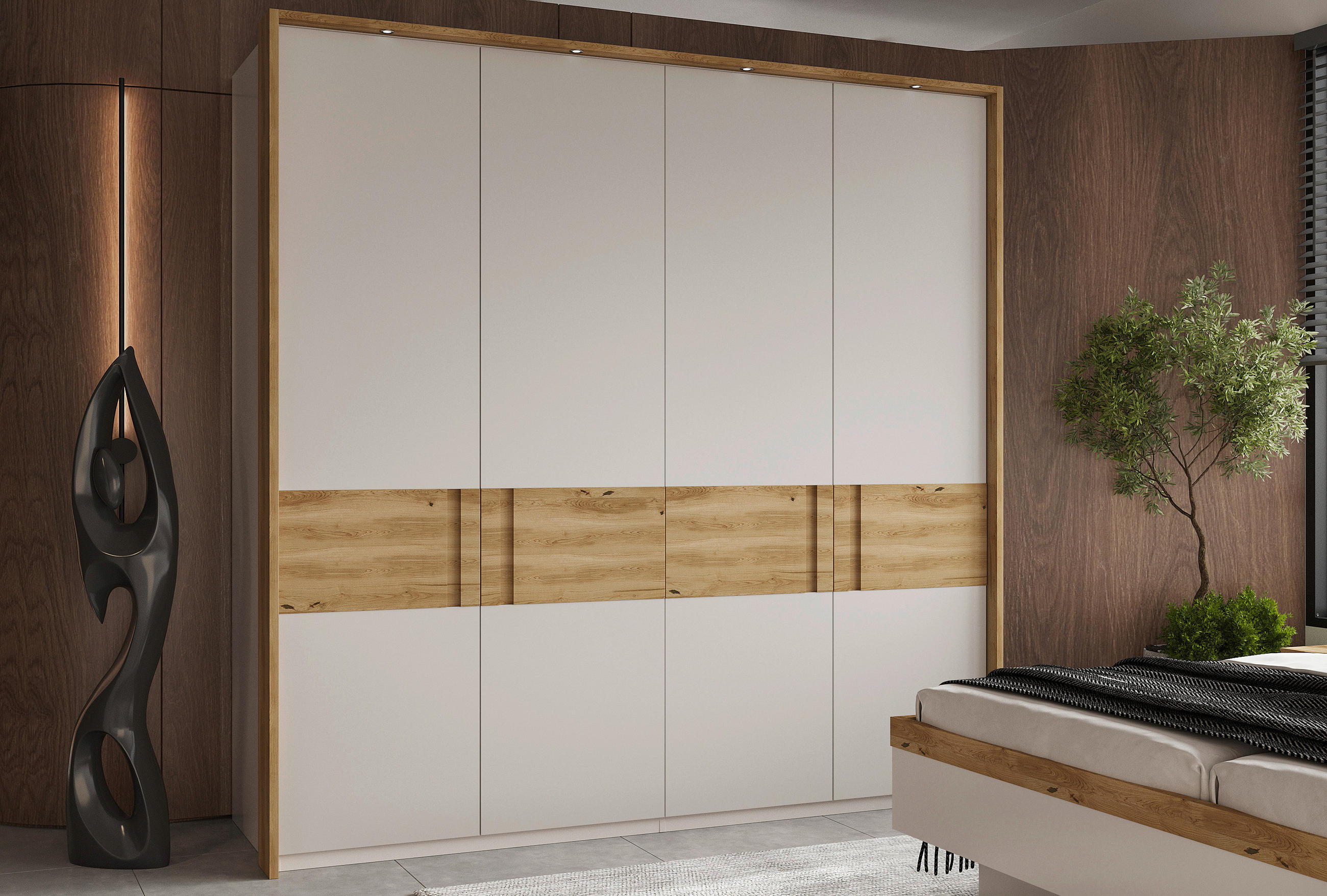 DREHTÜRENSCHRANK in Eichefarben, Hellgrau  - Eichefarben/Hellgrau, Modern, Holz/Holzwerkstoff (201,2/225/60cm) - Xora