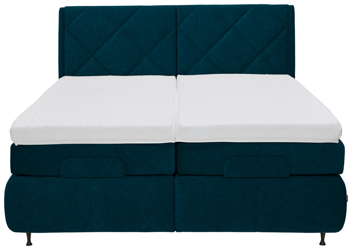 BOXSPRINGBETT 180/200 cm  in Petrol  - Petrol/Schwarz, KONVENTIONELL, Textil/Metall (180/200cm) - Dieter Knoll