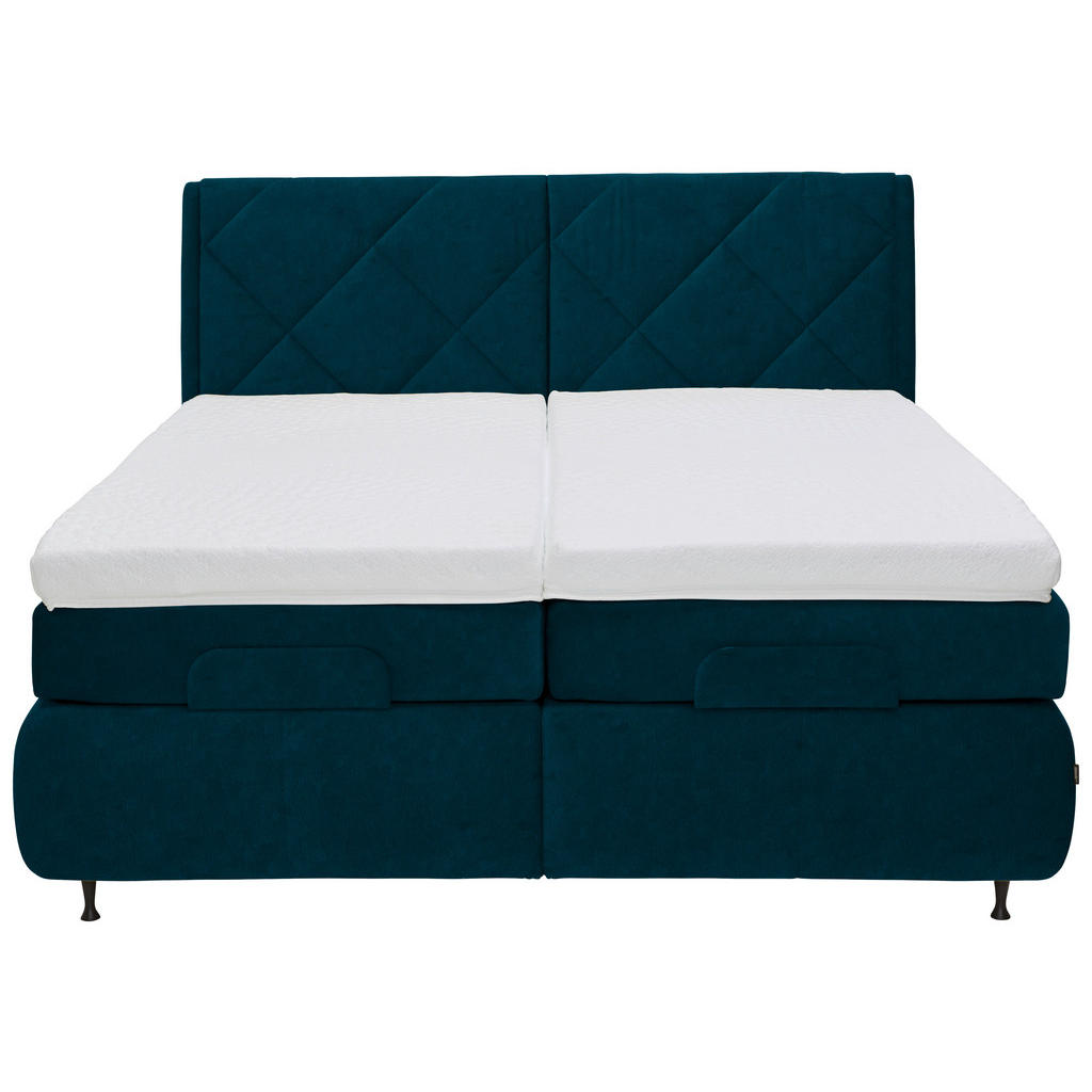 Thumbnail - Dieter Knoll Boxspringbett, Petrol, Textil, H2 + H3, 7-Zonen, Höhe ca. 19 cm, 180x200 cm, Matratze, gepolstertes Kopftei...