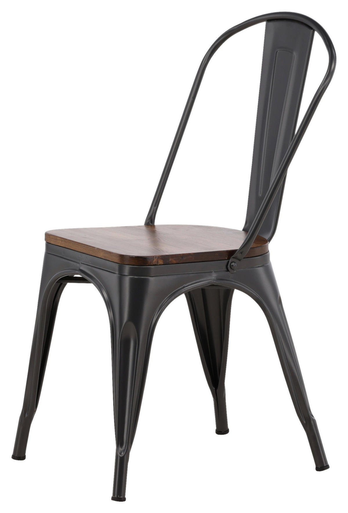 STUHL-SET  in Stahl  - Dunkelgrau/Dunkelbraun, Design, Holz/Metall (36/85/51cm) - Livetastic