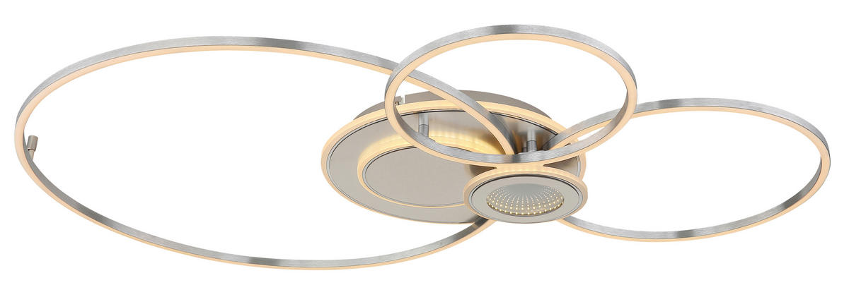 LED-DECKENLEUCHTE Beltran 103,5/65/8,5 cm  - Silberfarben/Opal, Design, Kunststoff/Metall (103,5/65/8,5cm) - Globo