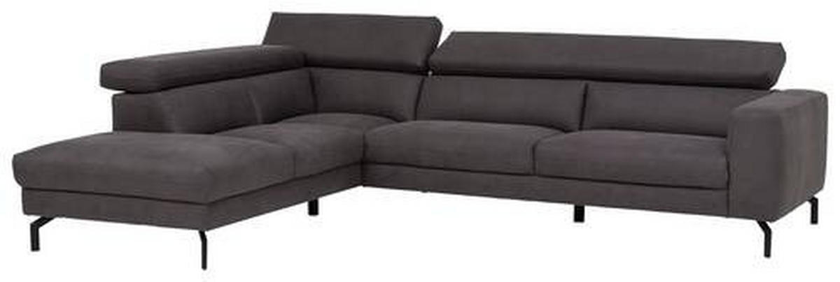 ECKSOFA in Mikrofaser Dunkelgrau  - Dunkelgrau/Schwarz, Modern, Textil/Metall (233/305cm) - Trendmanufaktur