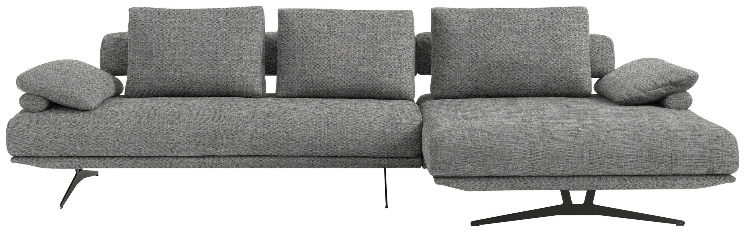 ECKSOFA in Chenille Grau  334/168 cm  - Schwarz/Grau, Design, Textil/Metall (334/168cm) - Dieter Knoll