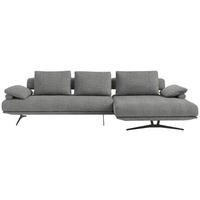 ECKSOFA in Chenille Grau  334/168 cm  - Schwarz/Grau, Design, Textil/Metall (334/168cm) - Dieter Knoll