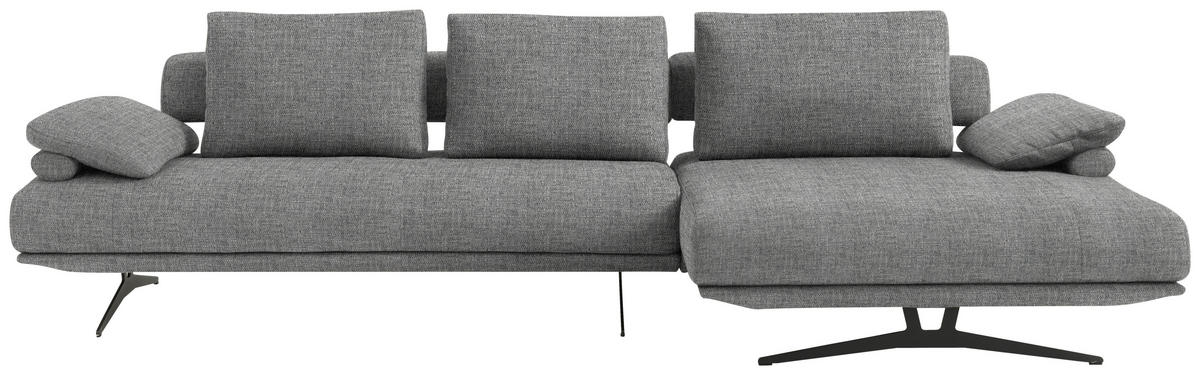 ECKSOFA in Chenille Grau  334/168 cm  - Schwarz/Grau, Design, Textil/Metall (334/168cm) - Dieter Knoll