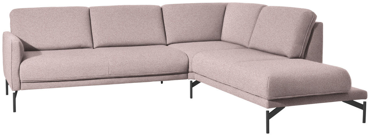 ECKSOFA in Flachgewebe, Struktur Rosa  - Anthrazit/Rosa, Design, Textil/Metall (254/230cm) - Johann Jakob