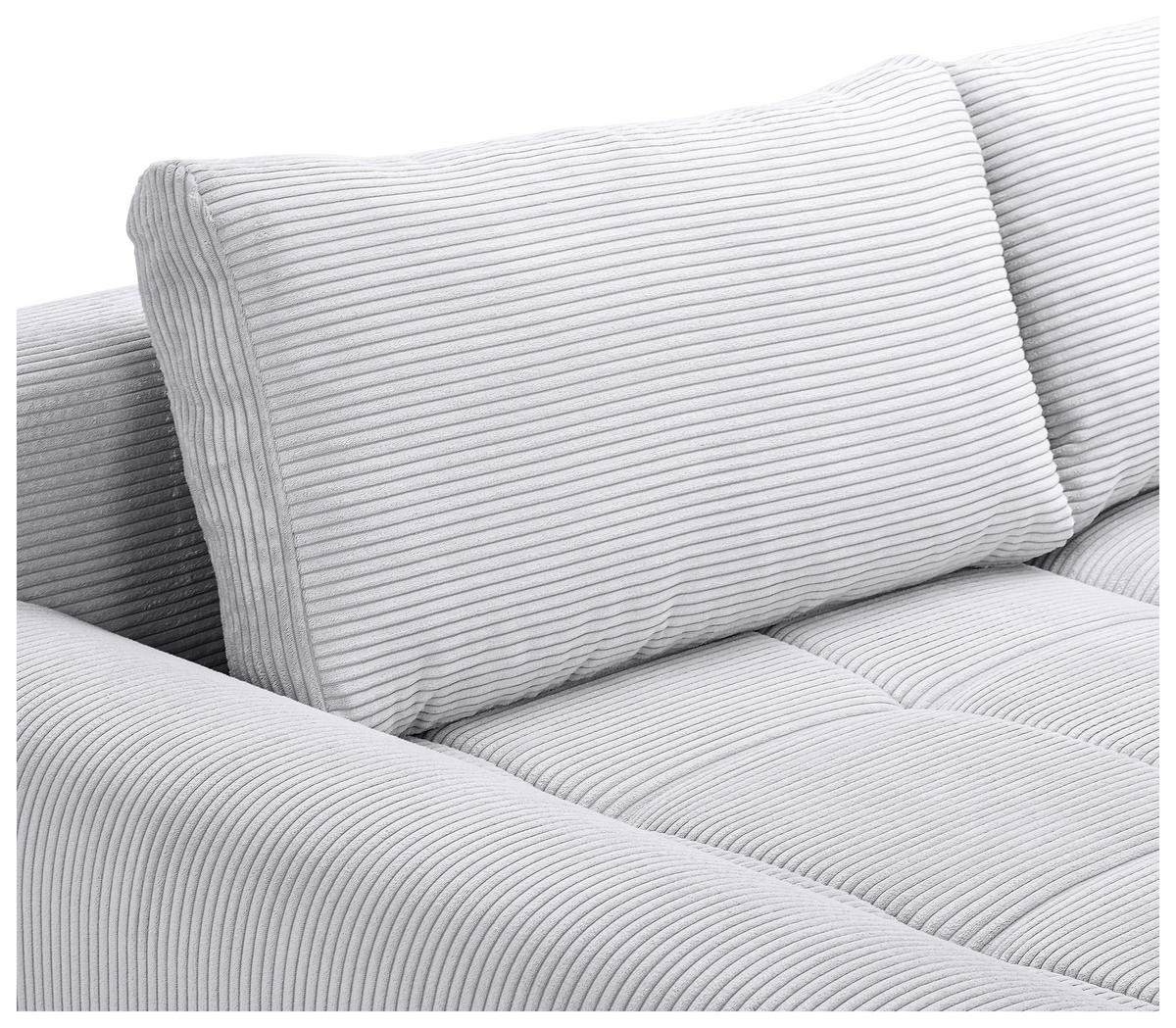 WOHNLANDSCHAFT Hellgrau Cord  - Chromfarben/Hellgrau, KONVENTIONELL, Kunststoff/Textil (180/376/180cm) - Carryhome