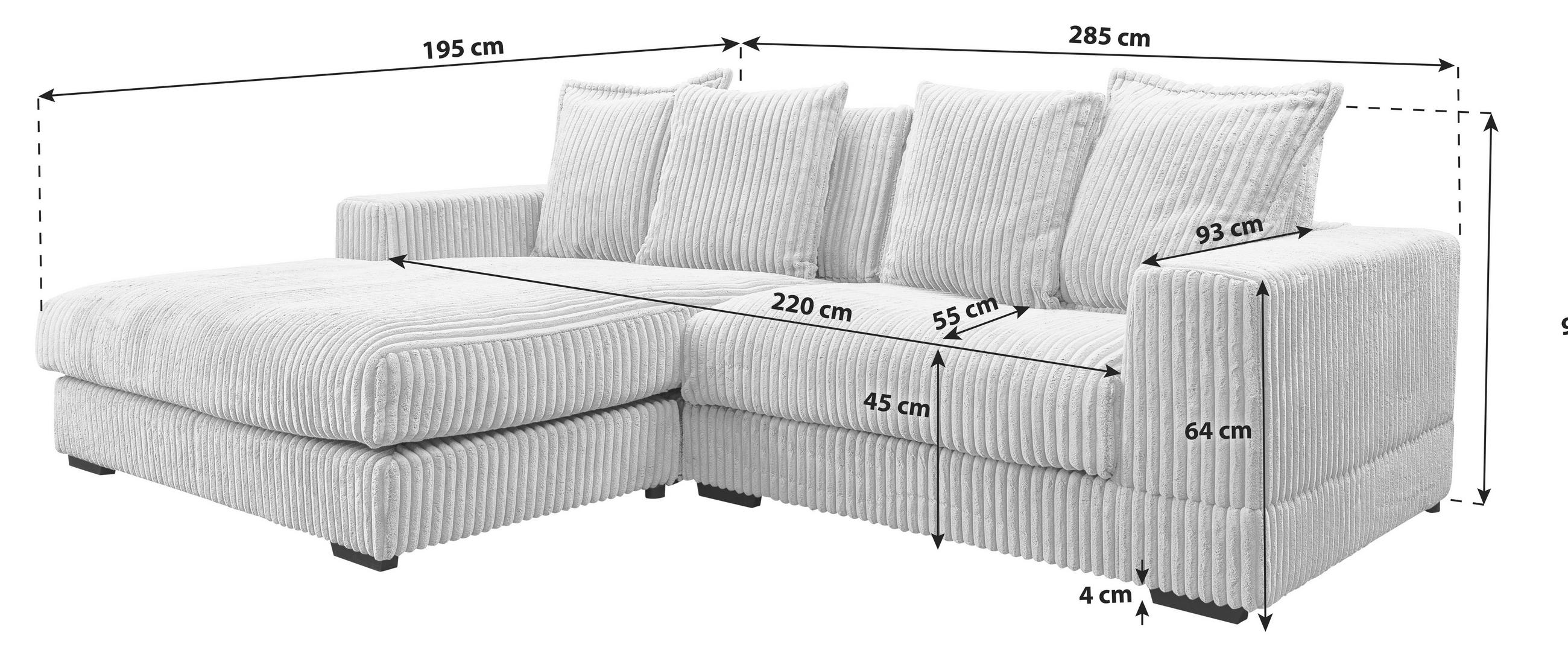 Thumbnail - Mid.you Ecksofa, Taupe, Textil, 4-Sitzer, Füllung: Polyurethan (PUR),Polyurethan (PUR),Polyurethan (Pur), Ottomane links...