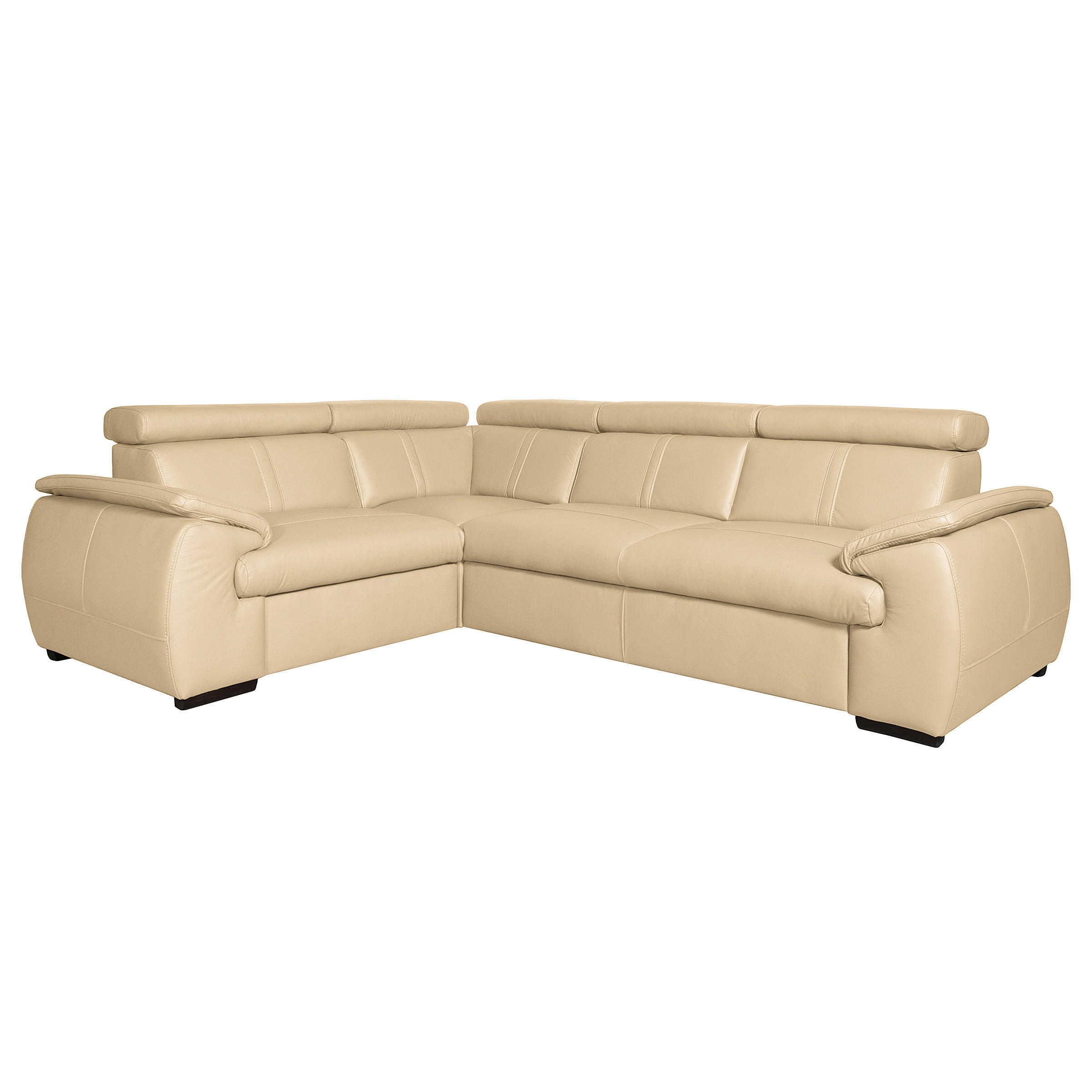 ECKSOFA Beige Echtleder  - Wengefarben/Beige, Design, Leder/Holz (193/265cm) - Livetastic