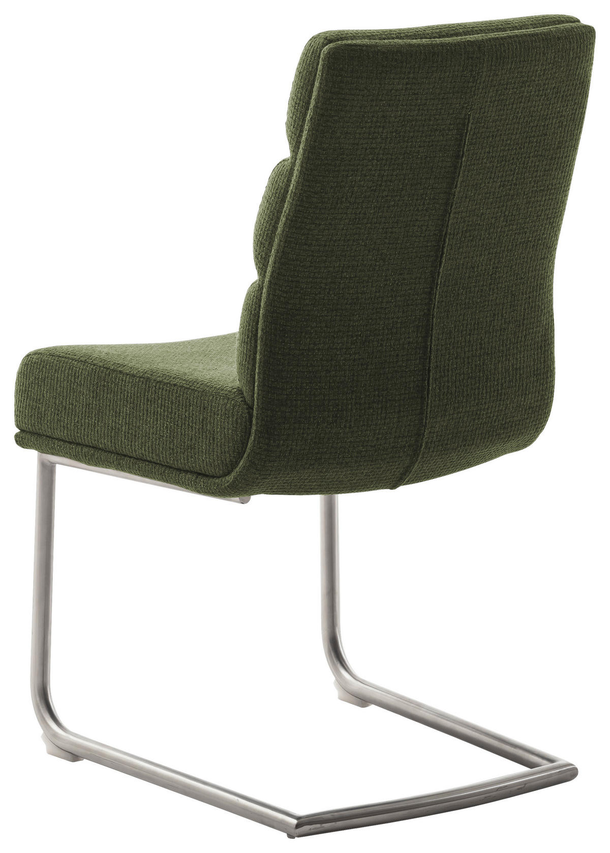 SCHWINGSTUHL  in Edelstahl Webstoff  - Edelstahlfarben/Olivgrün, Design, Textil/Metall (47/90/64cm) - Dieter Knoll