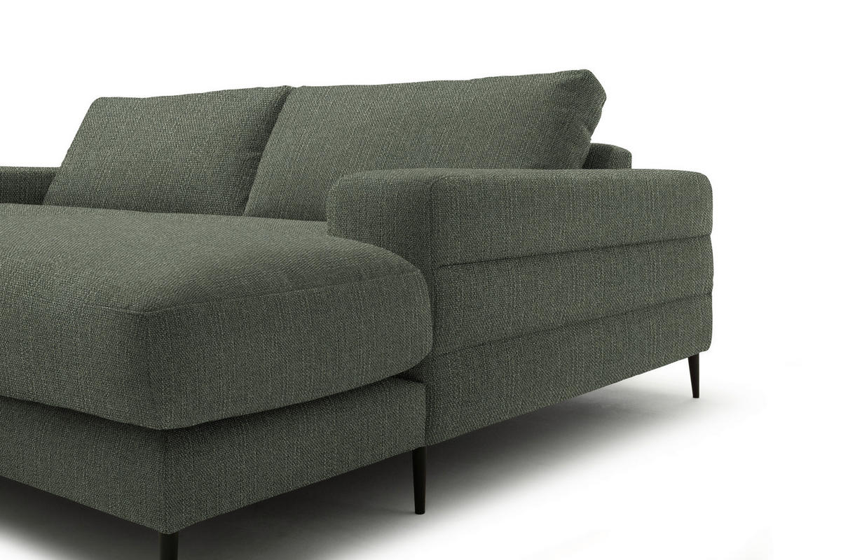 ECKSOFA in Flachgewebe Grün  253/177 cm  - Schwarz/Grün, Design, Textil/Metall (253/177cm) - Dieter Knoll