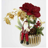 KUNSTBLUME  - Rot/Goldfarben, Natur, Keramik/Kunststoff (34cm) - X-Mas