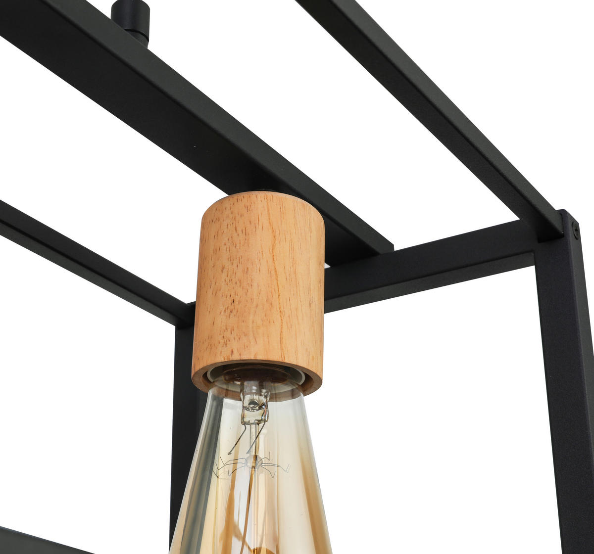 HÄNGELEUCHTE 60/20/120 cm   - Schwarz/Naturfarben, MODERN, Holz/Metall (60/20/120cm) - Bessagi Home