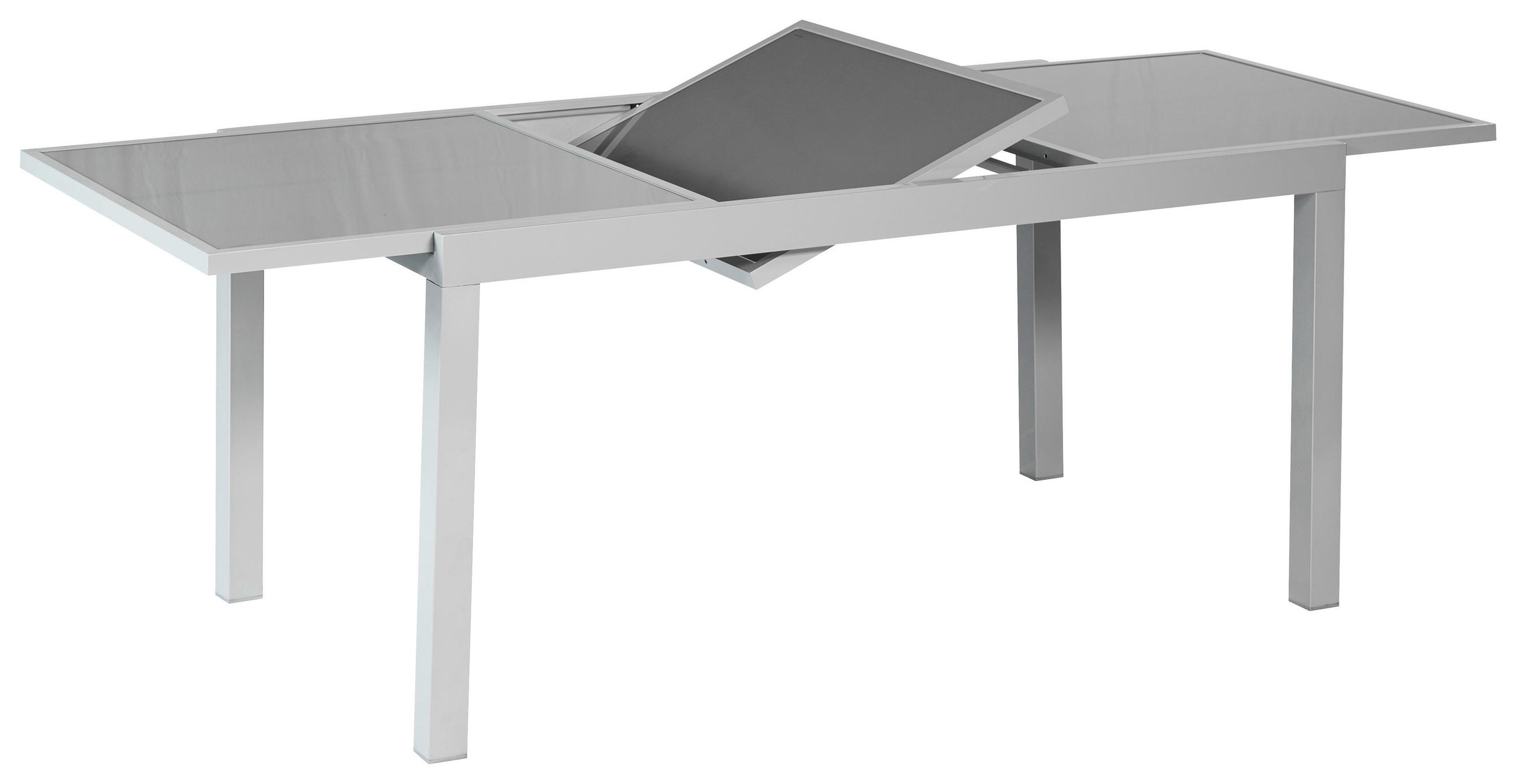 GARTENTISCH 140-200/90/75 cm Metall, Glas rechteckig  - Silberfarben, KONVENTIONELL, Glas/Metall (140-200/90/75cm) - Gardenson