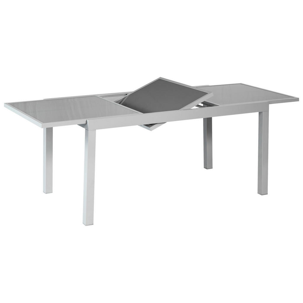 Gartentisch ausziehbar Metall/ Glas L: 140-200 cm