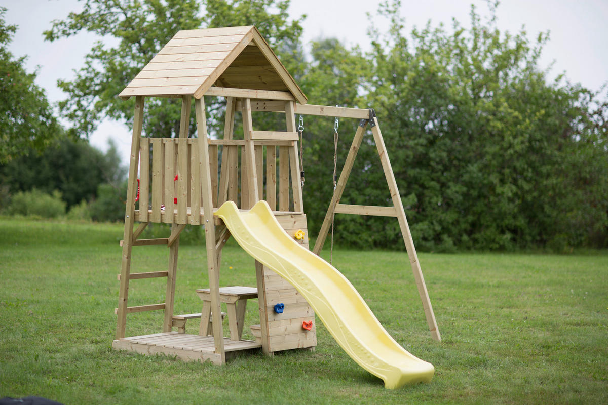 SPIELTURM 270/270/280 cm  - Gelb/Naturfarben, KONVENTIONELL, Holz (270/270/280cm)
