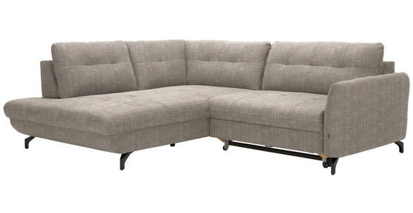 ECKSOFA in Flachgewebe, Leinenoptik Hellbraun 208/247 cm - Hellbraun/Schwarz, Design, Textil/Metall (208/247cm) - Xora